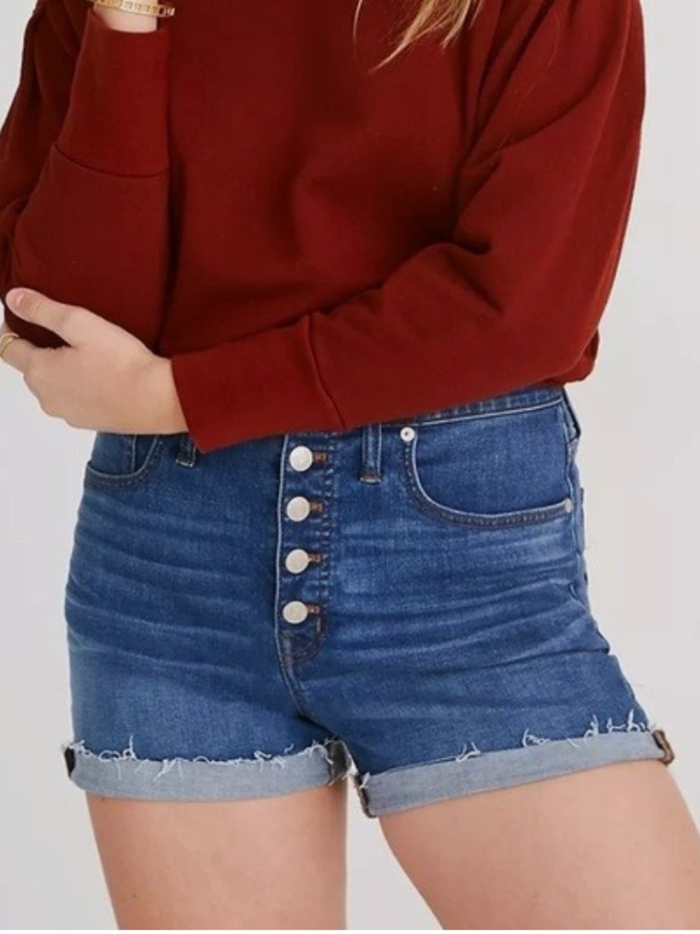 Madewell High-Rise Denim Shorts Derby Wash Button-Front Jean short Size 26